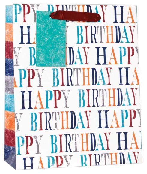 Gift Bag (Medium): Happy Birthday Text