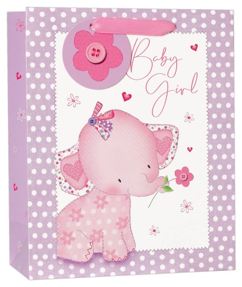 Gift Bag (Medium): Pink Baby Elephant