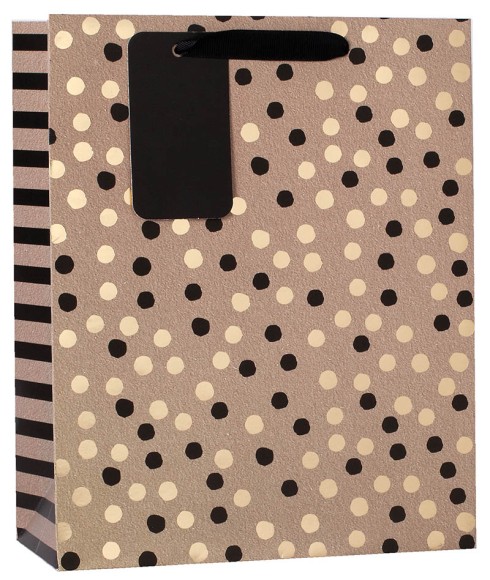 Gift Bag (Medium): Black Gold Dots