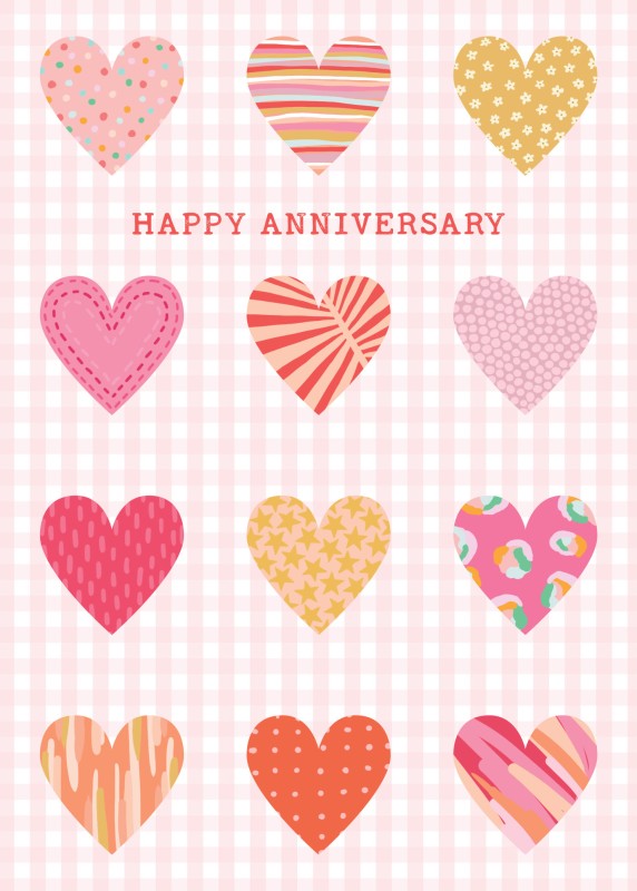 Happy Anniversary Pink Hearts