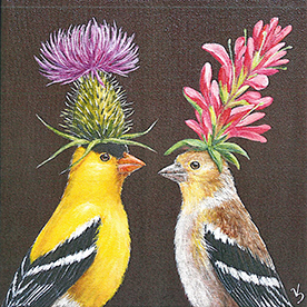 Napkin (Cocktail): Goldfinch Couple