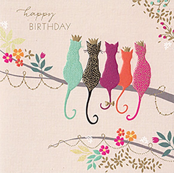 Birthday Cats On Branch