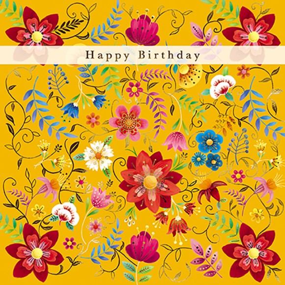 Folksy: Happy Bd Yellow Floral