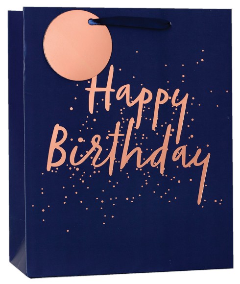 Gift Bag (Medium): Navy Happy Birthday