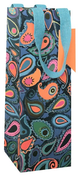 Gift Bag (Bottle): Paisley Blue