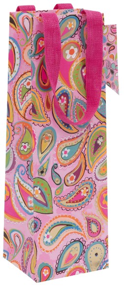 Gift Bag (Bottle): Paisley Pink