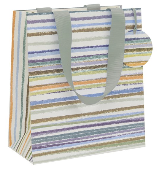 Gift Bag (Medium): Green Stripes
