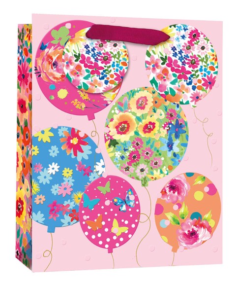 Gift Bag (Medium): Floral Balloons