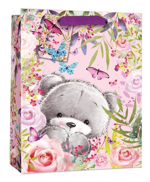 Gift Bag (Small): Teddy With Flower