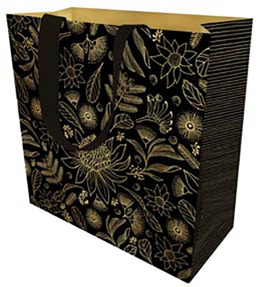 Gift Bag (Medium): Botanic Gold On Black