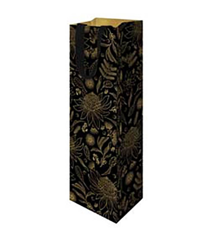 Gift Bag (Bottle): Botanic Gold On Black