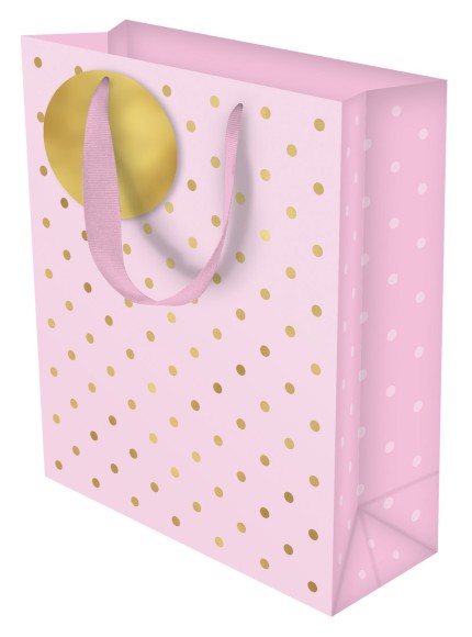 Gift Bag (Medium): Gold Dots On Pink