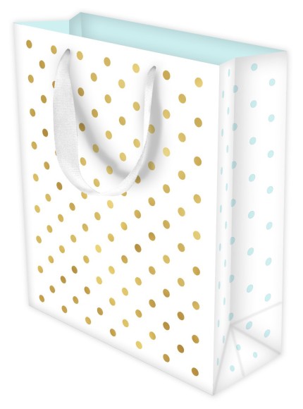 Gift Bag (Small): Gold Dots On White