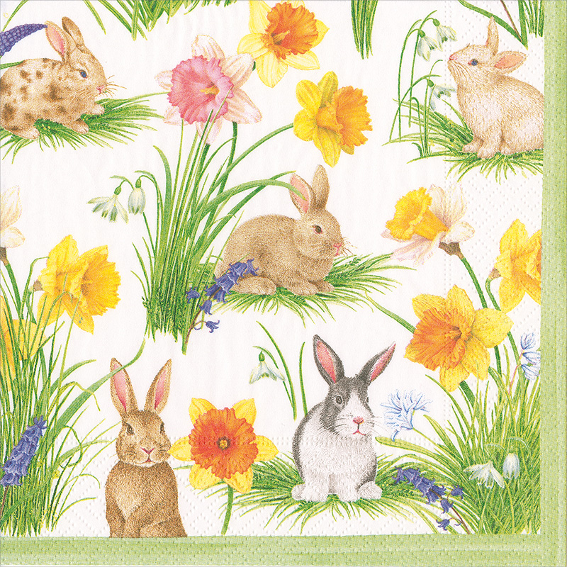 Napkin (Cocktail): Bunnies Daffodil