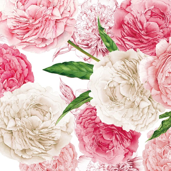 Napkin (Lunch): Peonies