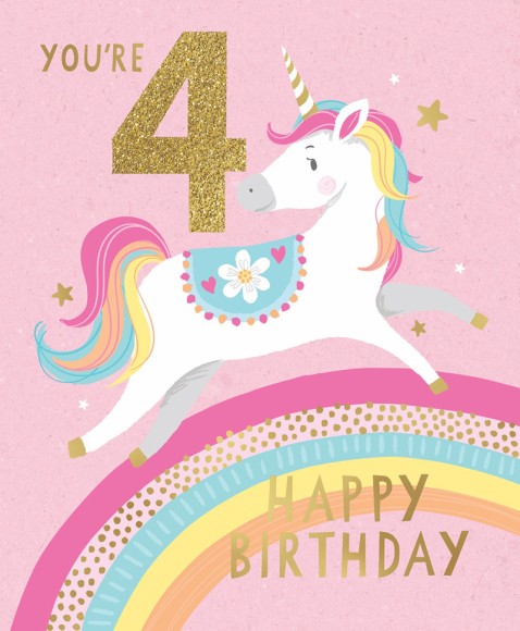 4Th Birthday Girl Unicorn Rainbow