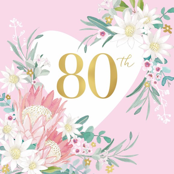 80Th Birthday Female Floral Border