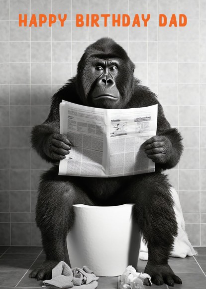 Birthday Dad Gorilla on Toilet