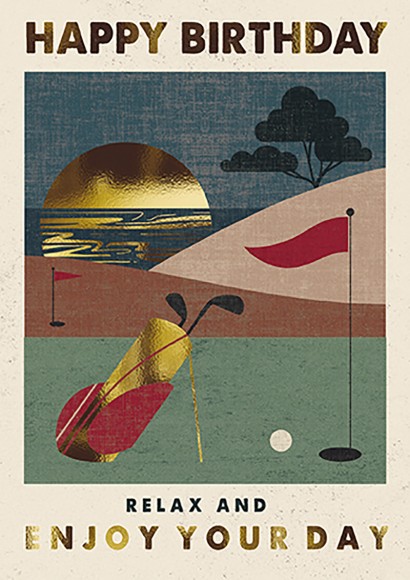 Poster Print: Happy Birthday Sunset Golf