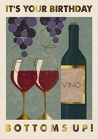 Poster Print: Happy Birthday Wine Bottles